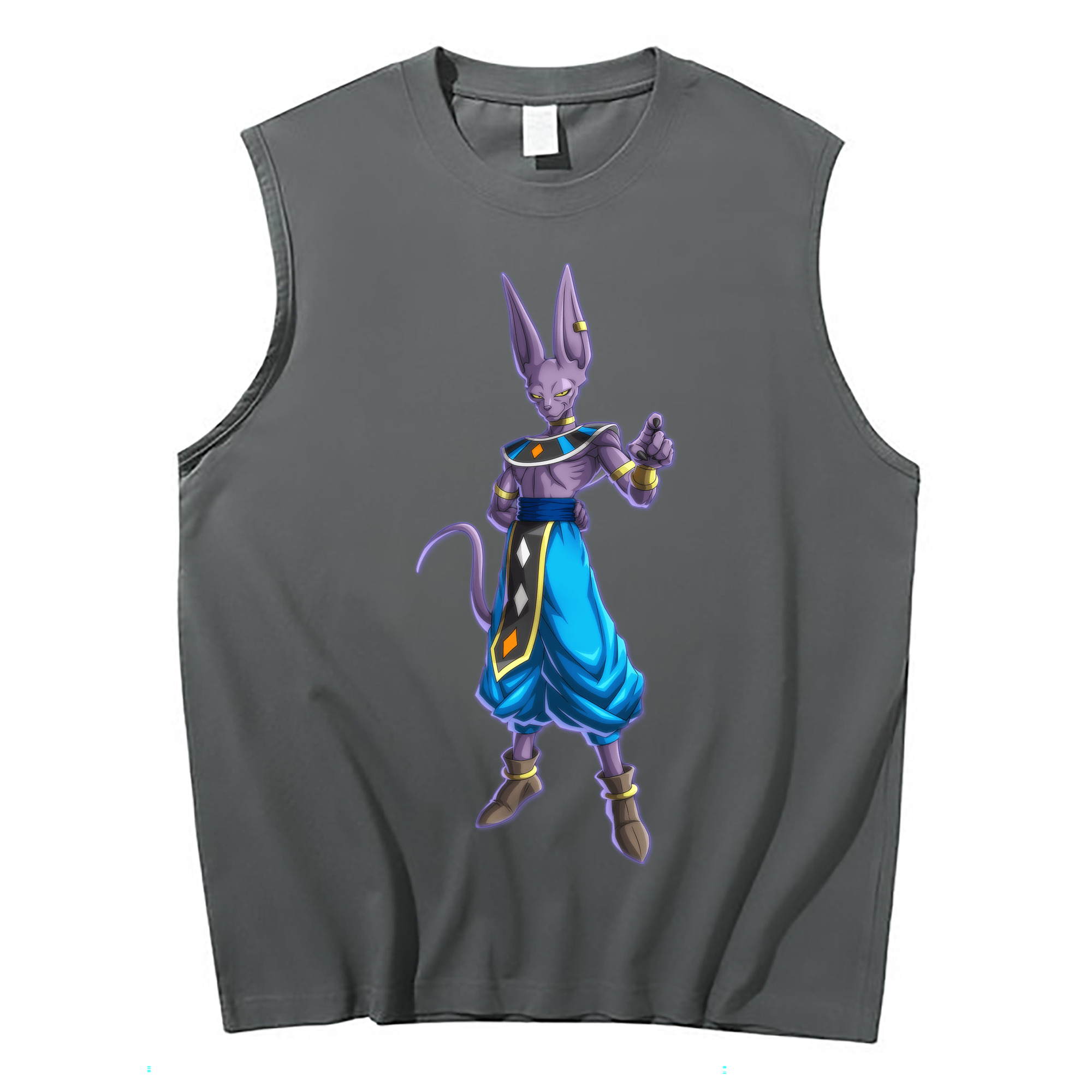 （画像用） ドラゴンボール ビルス 破壊神ビルス DRAGON BALL Beerus Birusu コットン100％タンクトップ（フロントプリント）